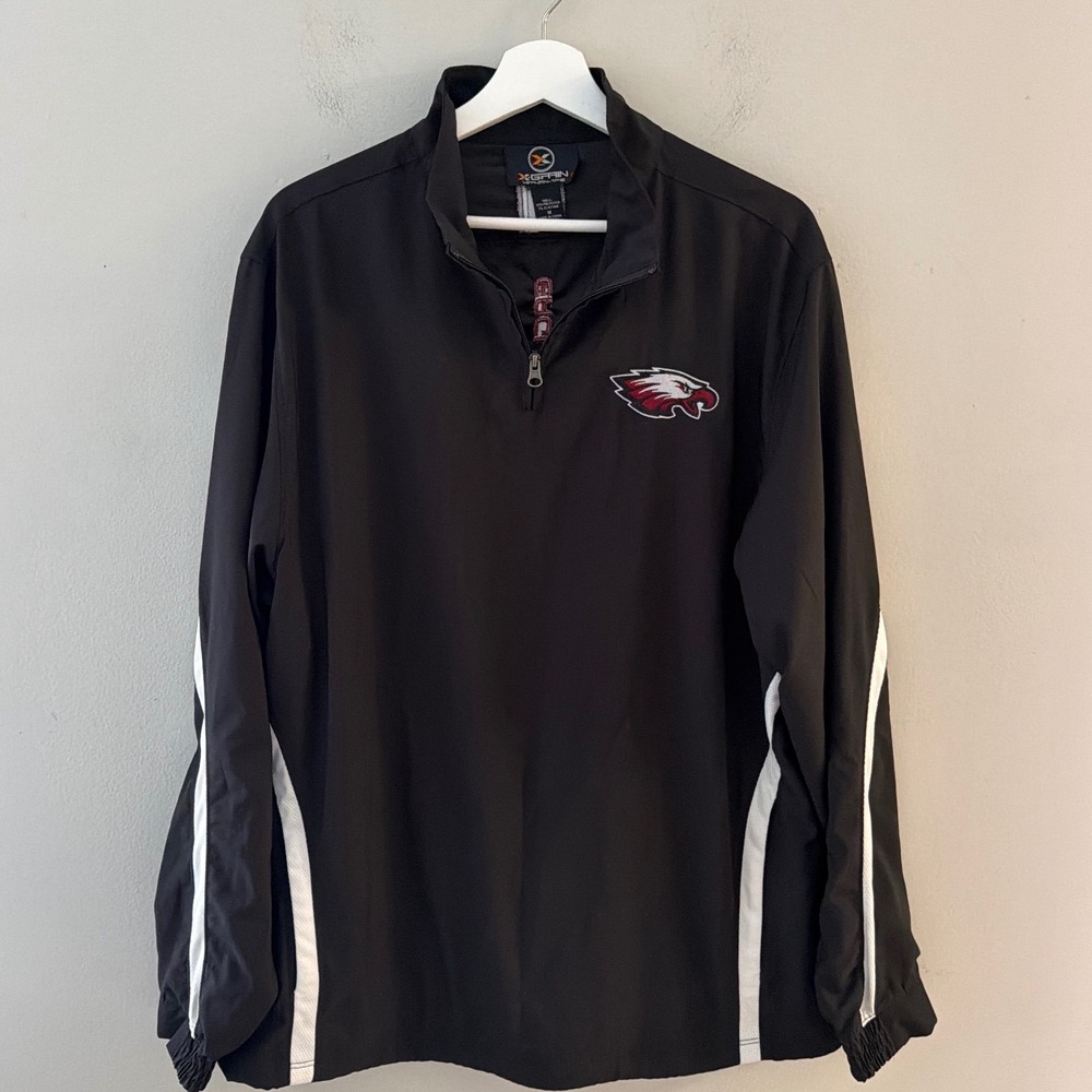 X-Grain Mens Eagles Football Quarter Zip Windbreaker Jacket Black White Size M